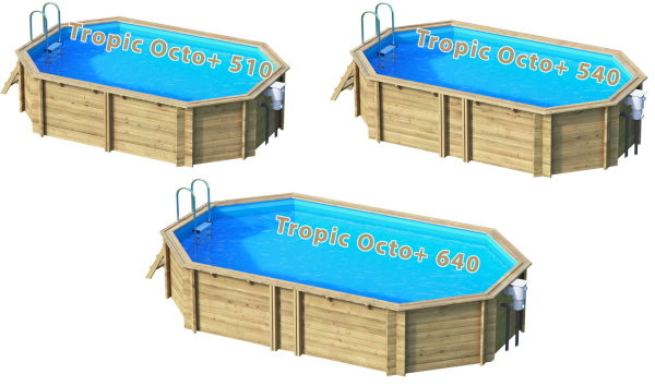 Pool aus Massivholz in Ovalform - Tropical Octo+
