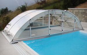 Poolüberdachung Klassik Clear 317 x 635 cm (Variante A)-Metallic-Anthrazit (DB703)-Module der Überdachungen werden als Bausatz inkl. Montageanleitung  geliefert
