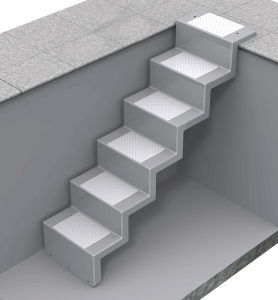 Treppe Eleganz 60 - Montage auf dem Beckenrand Typ Lang - für Beckentiefen 1,51 m bis 1,64 m Weiß