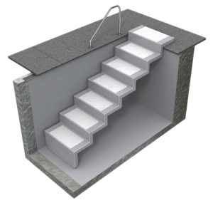 Treppe Eleganz 80 - Montage auf dem Beckenrand Typ Lang - für Beckentiefen 1,51 m bis 1,64 m Weiß